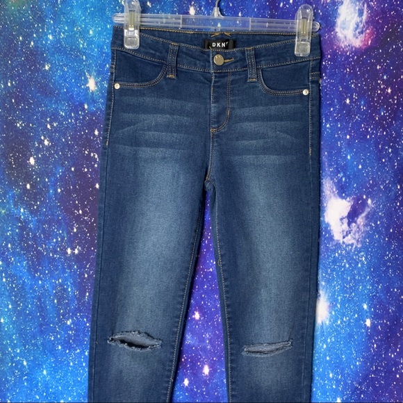 DKNY- Dark Wash Distressed Jeans size 10 - Picture 2 of 12